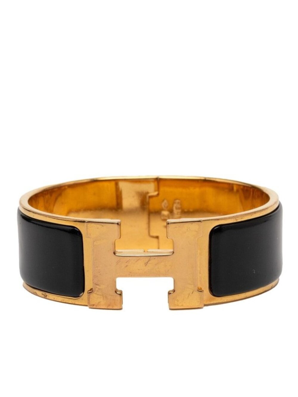 Hermes Clic Clac GM Bracelet Gold Black Plating Enamel